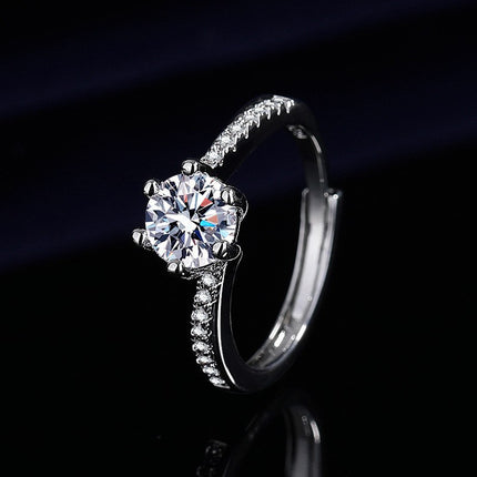 Elegante 1ct Gesimuleerde Moissanite Ses-Punt Ring Luukse Troujuweliersware Vir Vroue