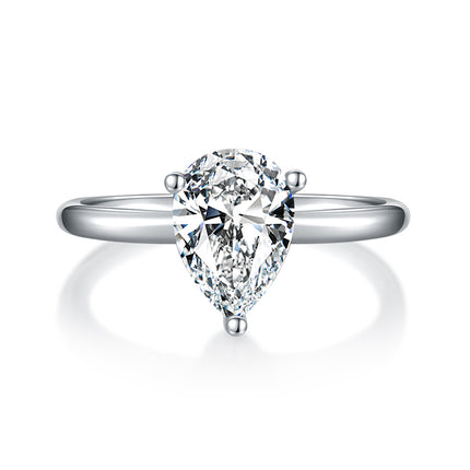 Peervormige Moissanite Met Topgehalte Moissanite Luukse En Modieuse Ligluukse Juweliersware Silwerring S925 Silwer Geëlektroneer Met Platinum