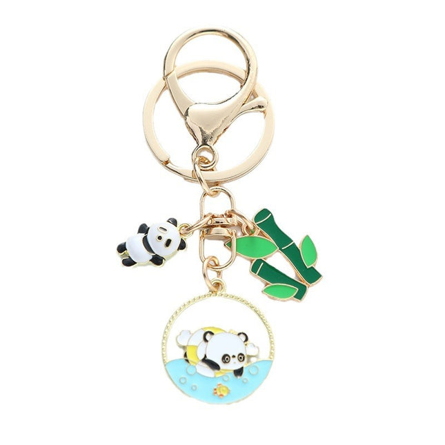 Cute Panda Flower Chinese Style Hand-made Keychain Creative Pendants