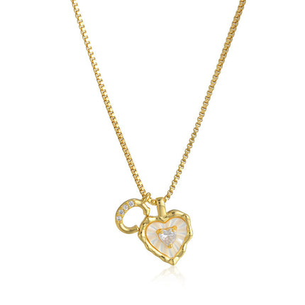 Diamond-encrusted Heart-and-letter Necklace Fashionable
