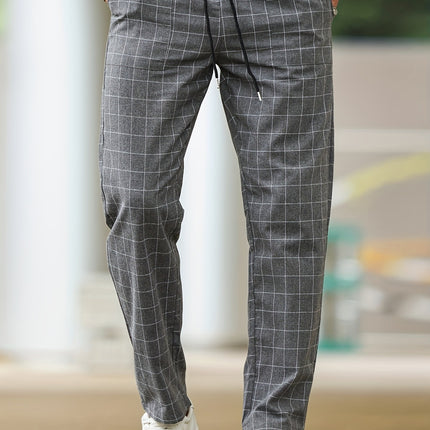 Men's Comfortable Soft Polyester Stripe Plaid Pants