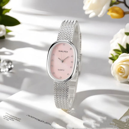 Sunlifex Cross-Border Bestseller Small-Dial Oval Gold Wheat-Grain Watch