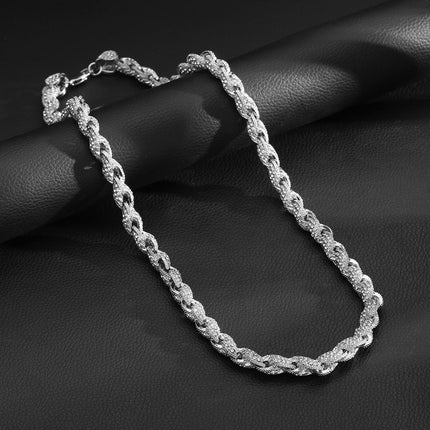 Europese En Amerikaanse Hip-Hop Manshalssnoer 10mm Legering Gevlegde Ketting Met Diamante