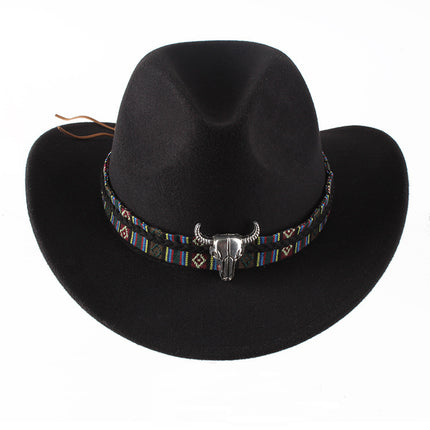 European And American Style Woolen Cowboy Hat Men's Lady Couple Ethnic Style Curling