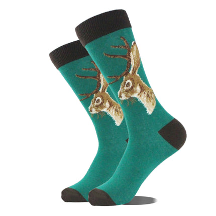 Men's Cartoon Animal Retro Oil Painting Mid-calf Socks