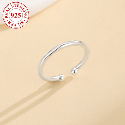 S925 Sterling Silwer Eenvoudige Armband Vroue Se Opening Toonring