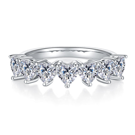 A Luxurious And Fashionable Light Luxury Jewelry Silver Ring Set With Top-quality Moissanite, S925 Silver Plated With Platinum