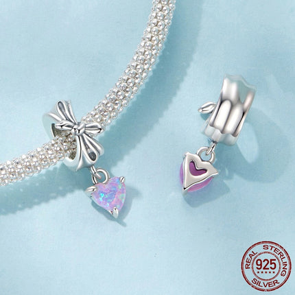 Opaal Strik Selfdoen Hanger S925 Liefdeshart In Sterling Silwer Krale