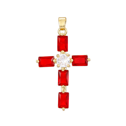 Fashionable Personalized Cross Pendant With Colorful Zircon