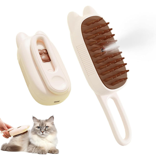 Innovative 3 In 1 Pet Steam Brush  Shedding Massage And Grooming In One Perfect For Dogs And Cats Short And Long Hair Static Flying Hair Remover And Water Sprayer