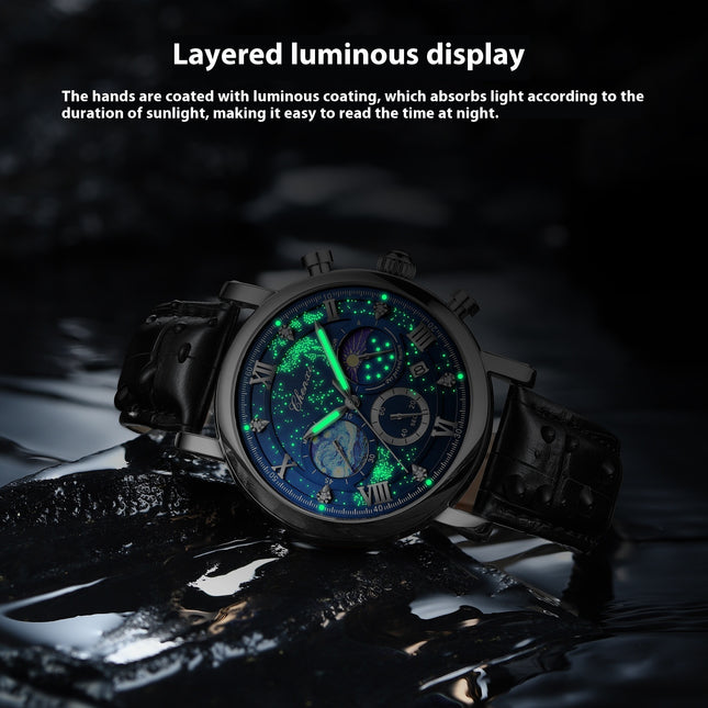 Multifunctional Luminous Moon Phase Calendar Watch