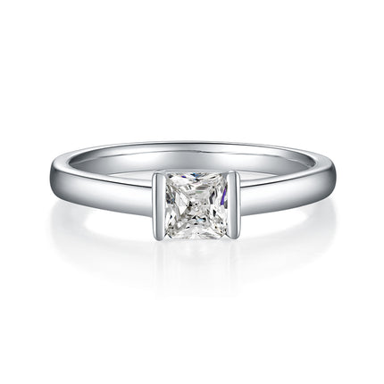 Vierkantige Moissanite Met Topgehalte Moissanite Luukse En Modieuse Ligte Luukse Juweliersware Silwer Ring S925 Silwer Geëlektroneer Met Platinum