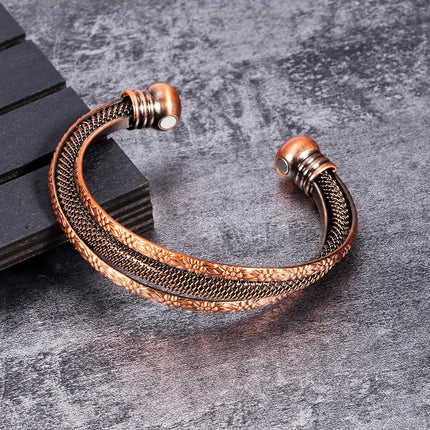Retro Rooikoper Modieuse Veelsydige Hol Oop Damesarmband