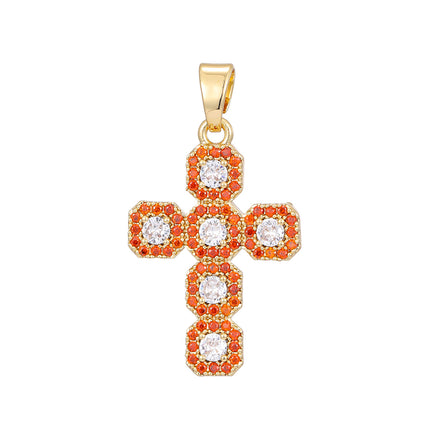 Fashionable Personalized Cross Pendant With Colorful Zircon