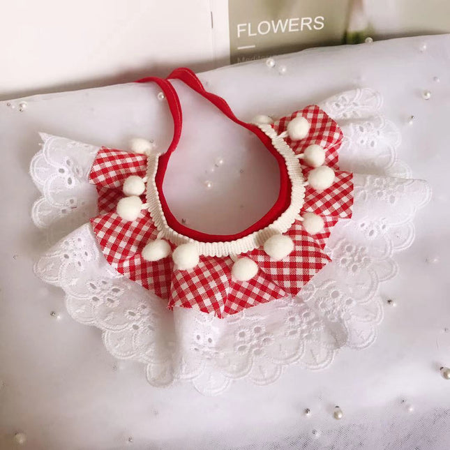 Cute Pet Lace Trim Scarf Saliva Towel
