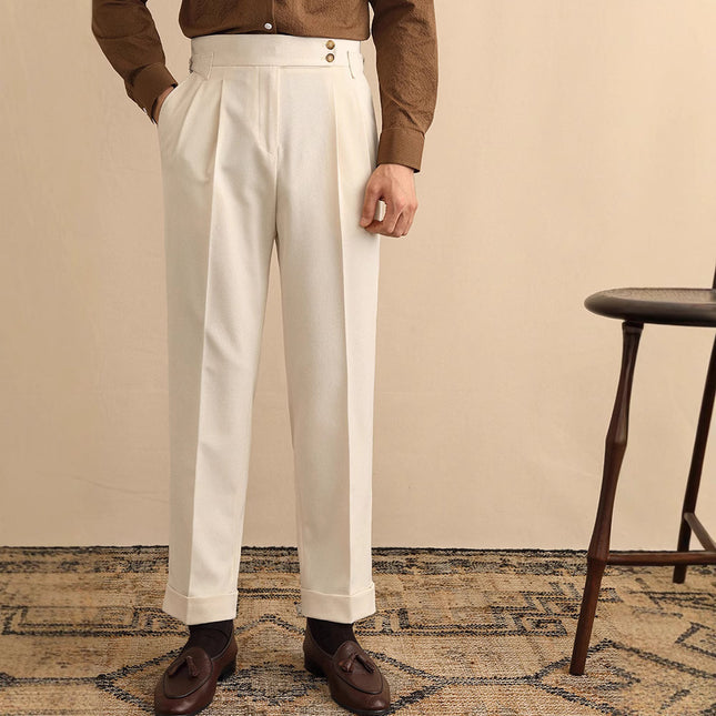 High Waist Straight Trousers Men's Business