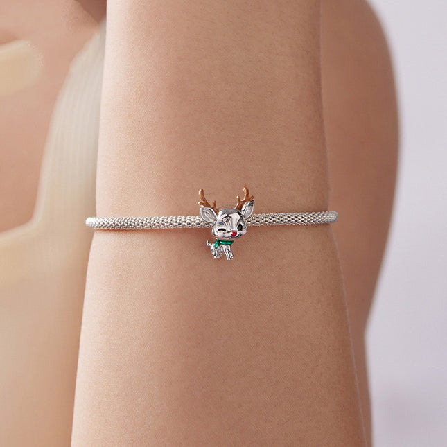 Oorspronklike Kersfees-eland S925 Sterling Silwer Krale