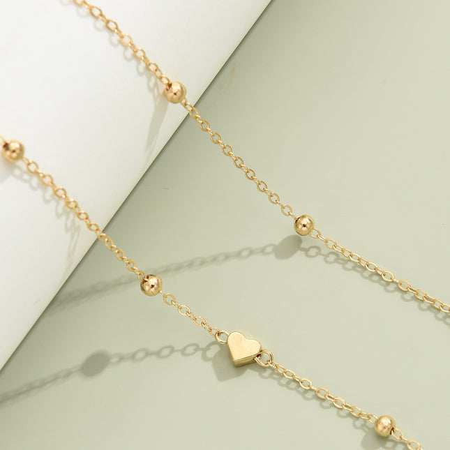 Kreatiewe en Modieuse Hartvormige Krale Middelketting, Goue Legering Middelketting vir Vroue, Somerbykomstigheid.