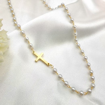 Pêrelkruisketting Ligluukse Eenvoudige En Stylvolle Hanger