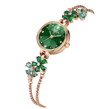 Vroue se Pragtige Diamantbesaaide Armbandhorlosie