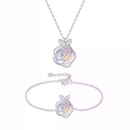 Kamellia Gevorderde Ontwerpgevoel Nis Sagte Blom Sleutelbeen Ketting Armband