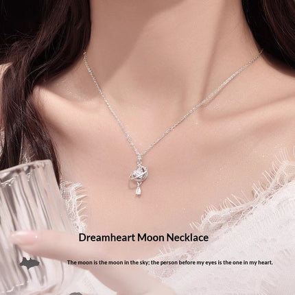 Droomagtige Ster- en Maan 999 Sterling Silwer Halssnoer Vir Vroue