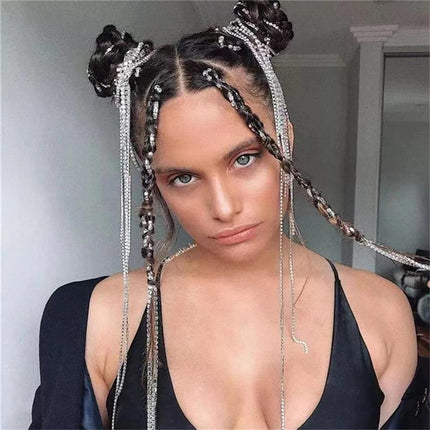 Gevlegde Haar Ketting Hip Hop Styl Blink Strass