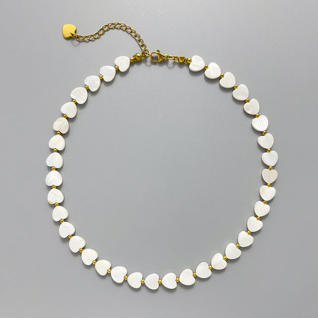 INS Heart-Shaped Shell Necklace And Bracelet Set Commuter Fashion Handmade Beaded Design