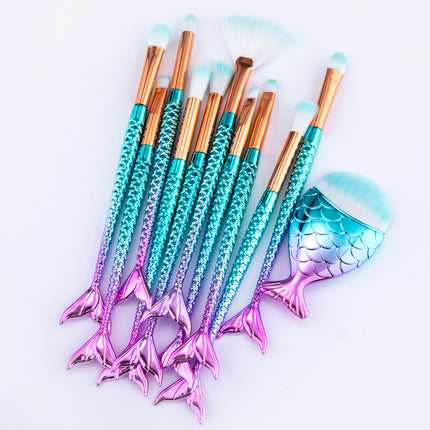 11 stuks Grimeerkwasstel Maquiagem Maquillaje Nuwe Meermin Onderlaag Wenkbrauw Oogomlyner Kosmetiese Grimeerkwassies