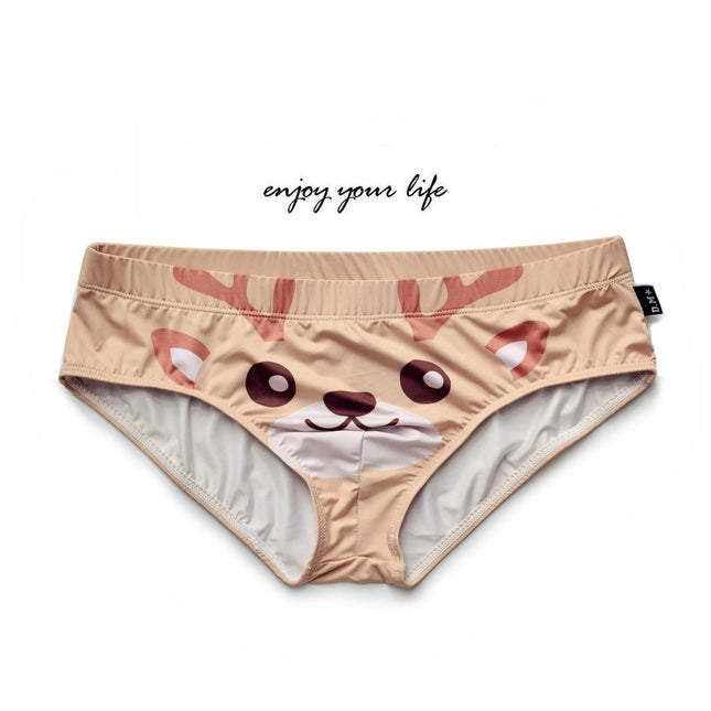 Low Waist Thin Polyester Breathable Cartoon Animal Printed Briefs