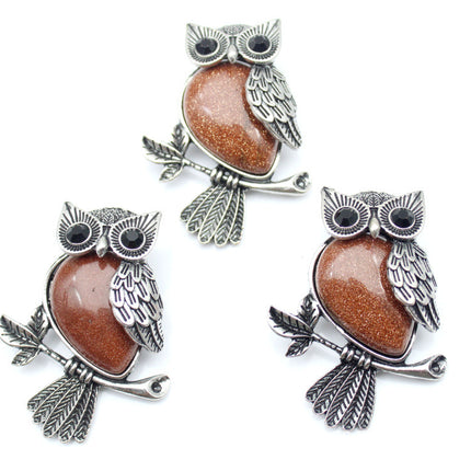 DIY Alloy Owl Brooch Jewelry With Crystals