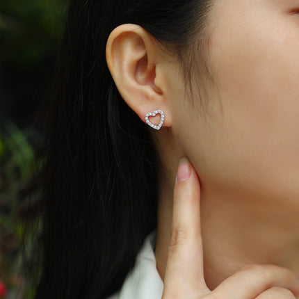 From The Heart - Premium Moissanite Luukse Mode Ligte Luukse Juweliersware Silwer Oorknoppies S925 Versilwerde Platinum