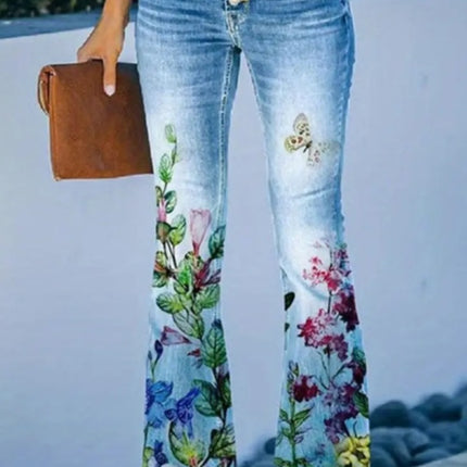 Women's Printed Polyester Jeans