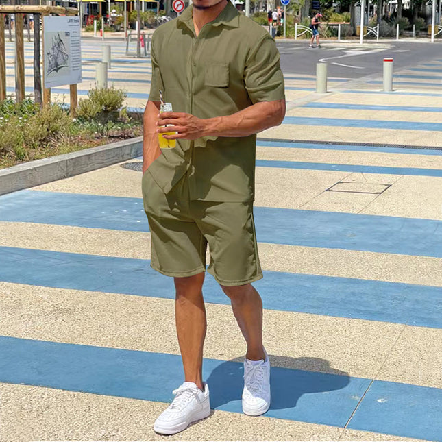 Men's Fashion Casual Short-sleeved Shorts Suit