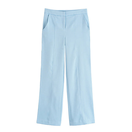 Short Sleeve Double Breasted Top High Waist Trousers