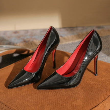 Skoene vir Dames: Punttoon, Hoë Stilettohak, Glansend, Elegante, Patentleer