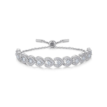 Set With Top-quality Moissanite, This Luxurious And Fashionable Light Luxury Trend Jewelry Silver Bracelet Is Made Of S925 Silver Electroplated With Platinum