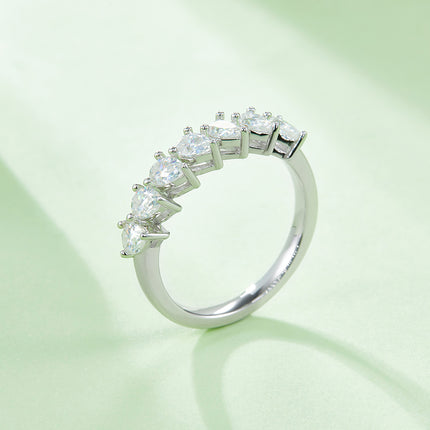 A Luxurious And Fashionable Light Luxury Jewelry Silver Ring Set With Top-quality Moissanite, S925 Silver Plated With Platinum