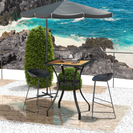 28" Buite-eettafel, nagemaakte hout-patiomeubels, vierkantige houtagtige tuintafel met watersafe ontwerp, bruin