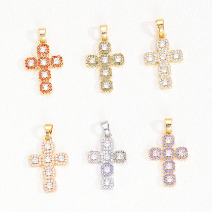 Fashionable Personalized Cross Pendant With Colorful Zircon