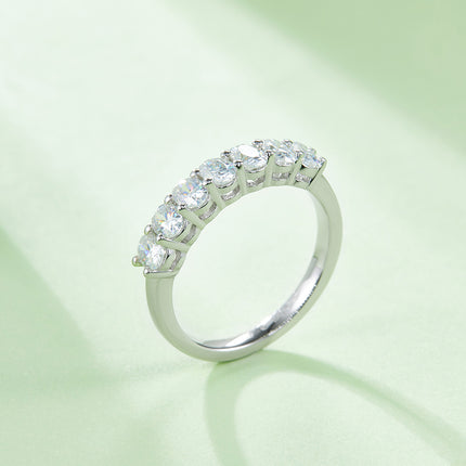 A Luxurious And Fashionable Light Luxury Jewelry Silver Ring Set With Top-quality Moissanite, S925 Silver Plated With Platinum