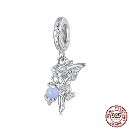 S925 Sterling Silver Luminous Angel Pendant Diy Beaded