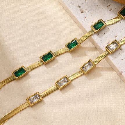 Vroue se Vlekvrye Staal Modieuse Multi-Sirkoon Lemketting Armband