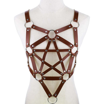Pentacle body leather jacket