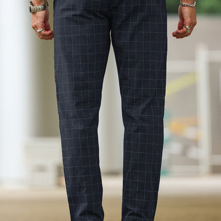 Men's Comfortable Soft Polyester Stripe Plaid Pants