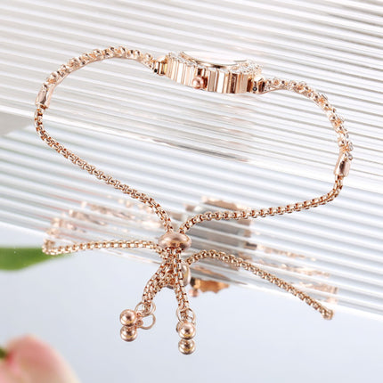 Blomketting Diamant-ingebedde Liefde Vroue se Elegante Alles-pas Horlosie