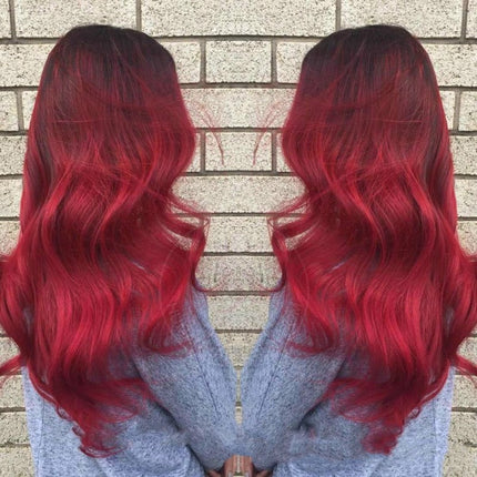 Black Gradient Wine Red Fluffy Big Wave Chemical Fiber Full Headgear