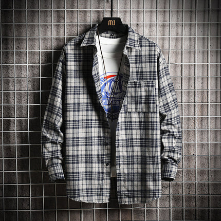 Men's Plus Size Long Sleeve Shirt Square Collar Simple Casual Jacket