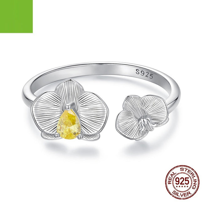 Sterling Silwer Phalaenopsis Oop Ring Mode Pragtig En Veelsydig
