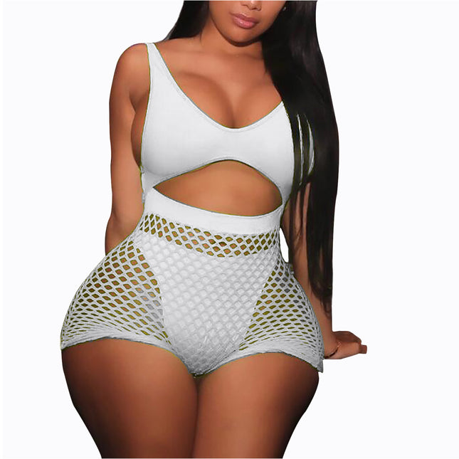 Hollow mesh women's one-piece swimsuit